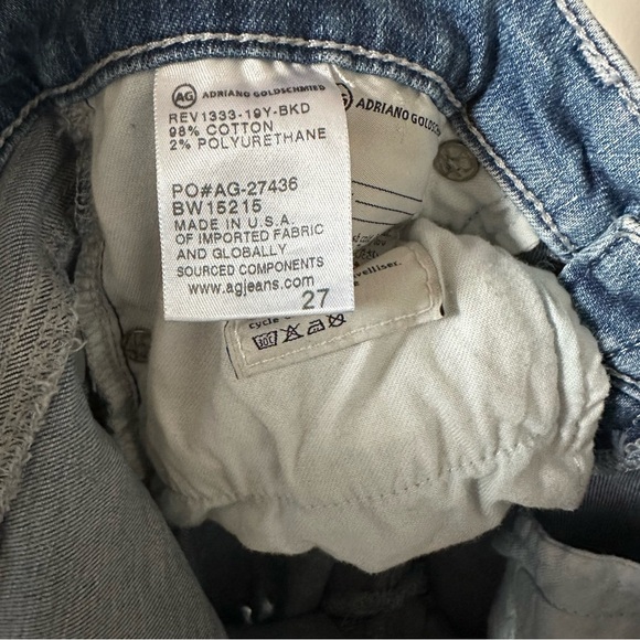 AG Adriano Goldschmied Stilt Cigarette Roll Up Distressed Blue Jeans Size 27 - Picture 7 of 7